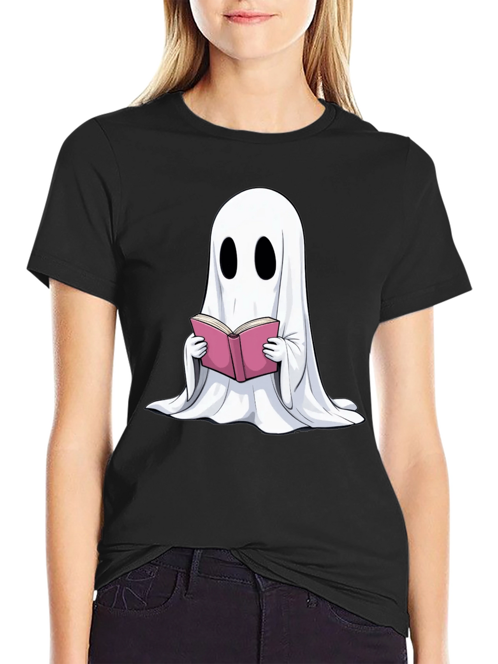 Ghost Reading Book Graphic T-Shirt - Spooky Season
