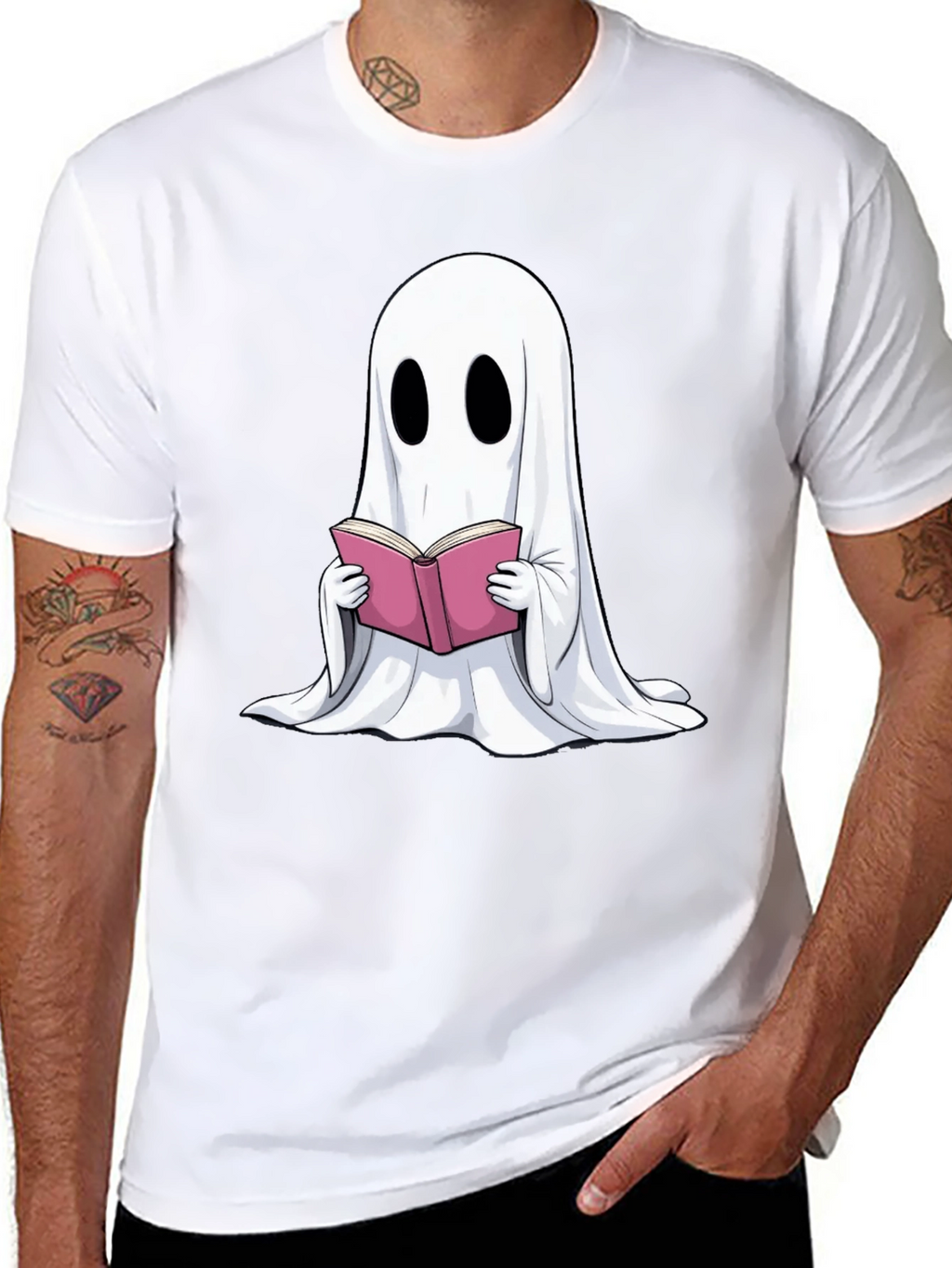 Ghost Reading Book Graphic T-Shirt - Spooky Season