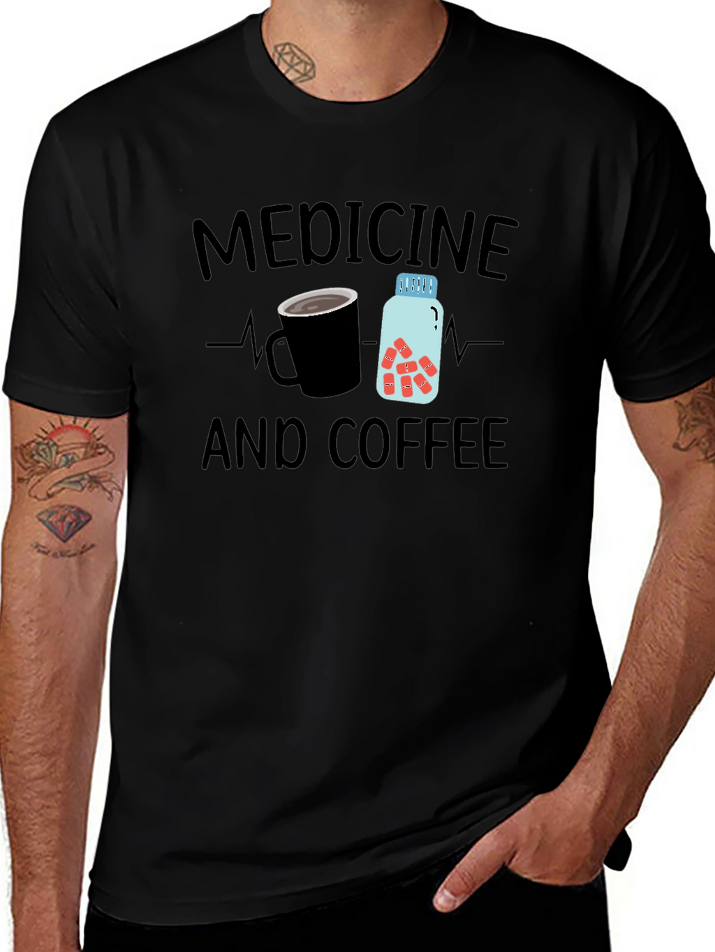 Medicine and Coffee Graphic T-Shirt