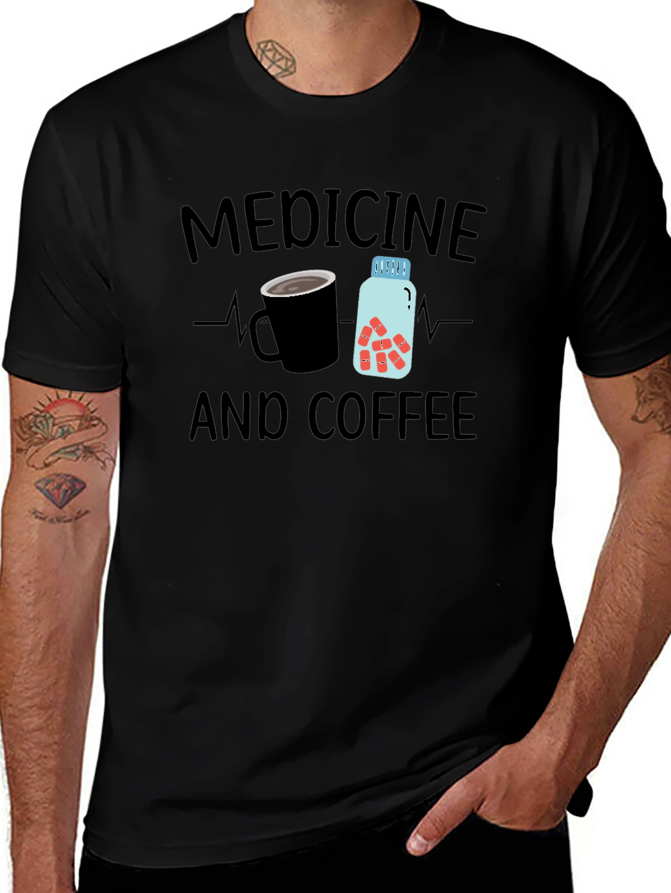 Medicine and Coffee Graphic T-Shirt