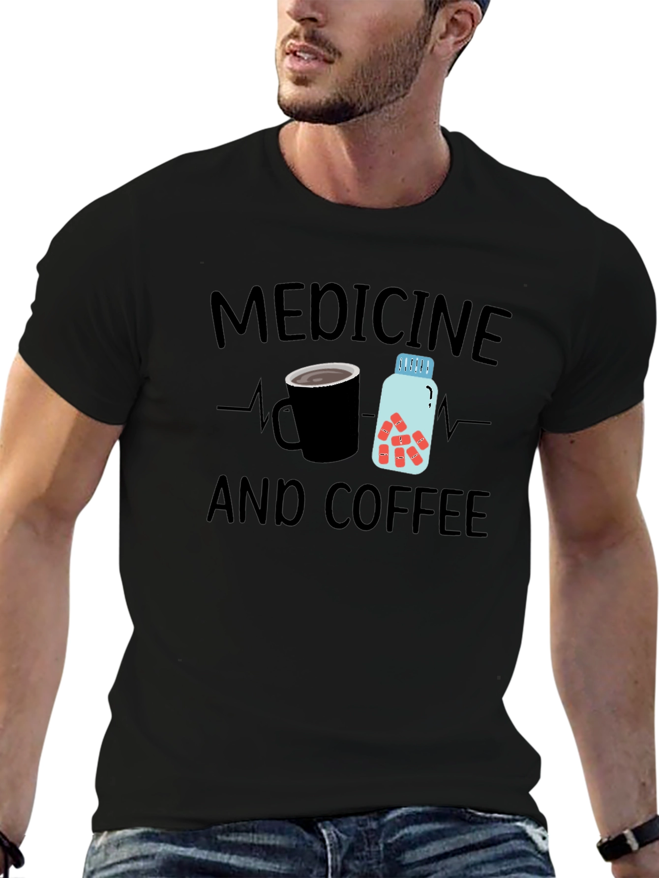 Medicine and Coffee Graphic T-Shirt