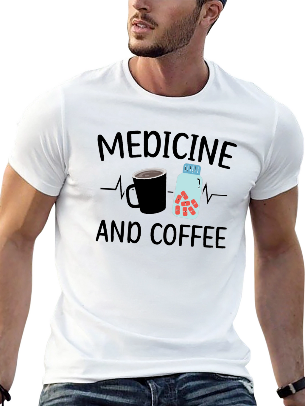 Medicine and Coffee Graphic T-Shirt