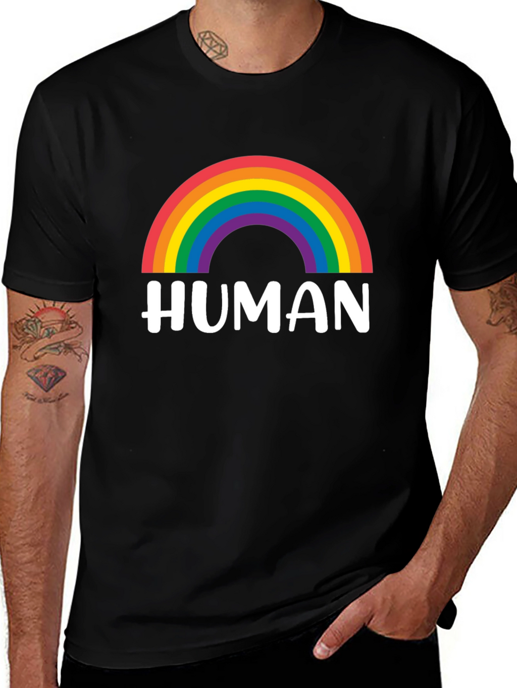 Human Rainbow Pride T-Shirt - Black