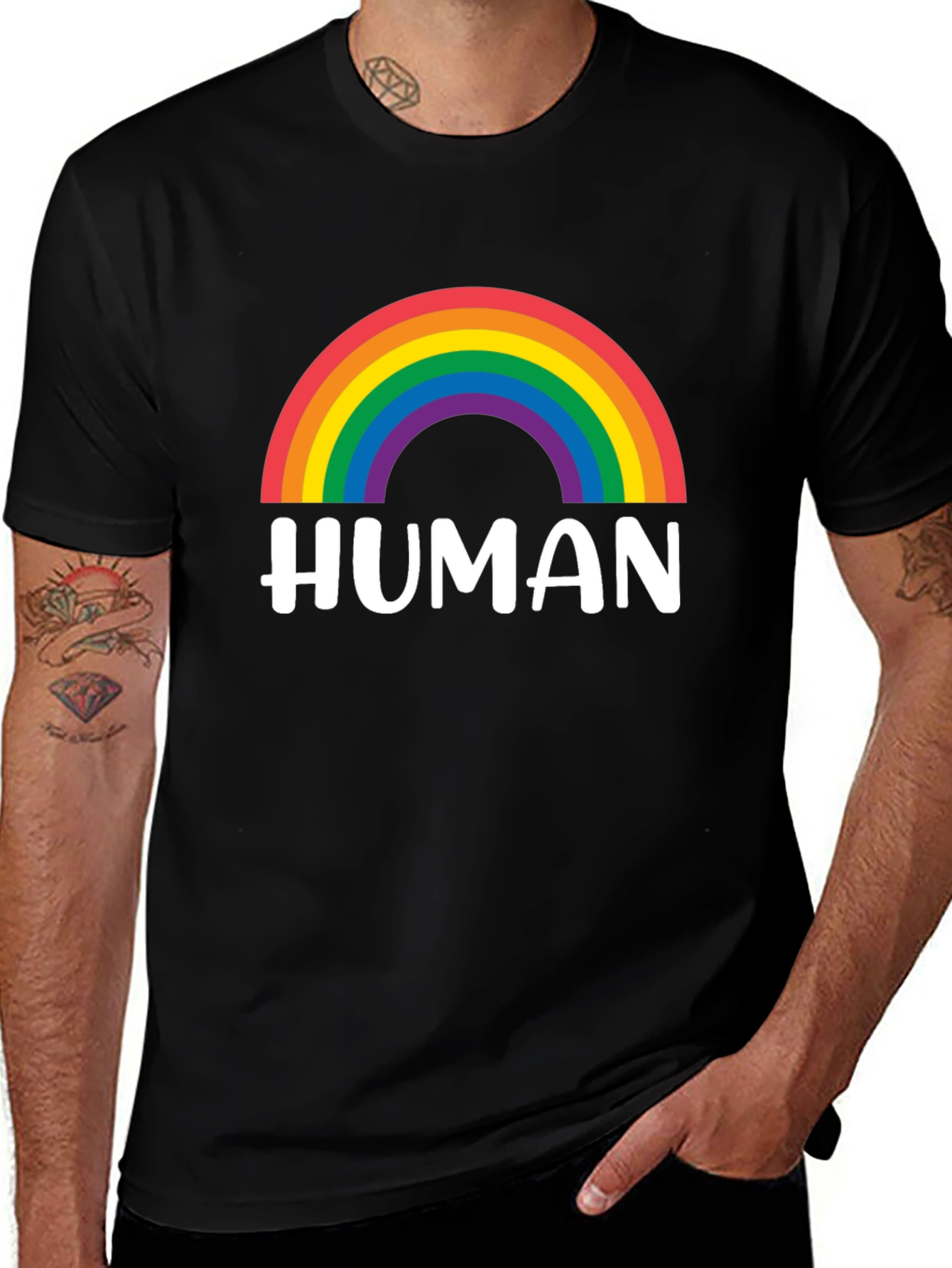 Human Rainbow Pride T-Shirt - Black