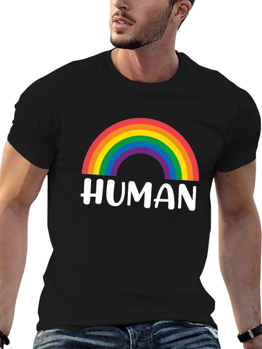 Human Rainbow Pride T-Shirt - Black