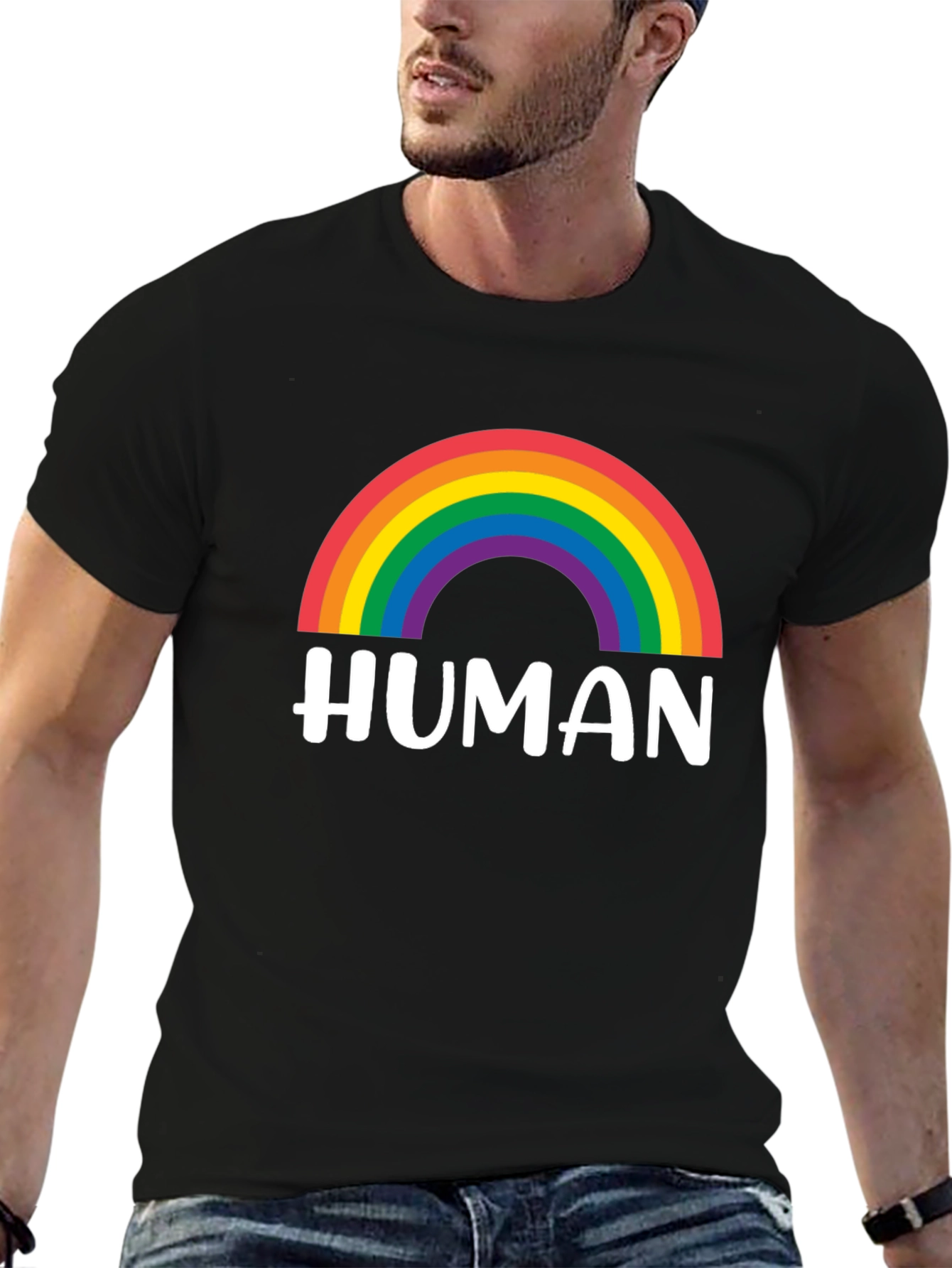 Human Rainbow Pride T-Shirt - Black