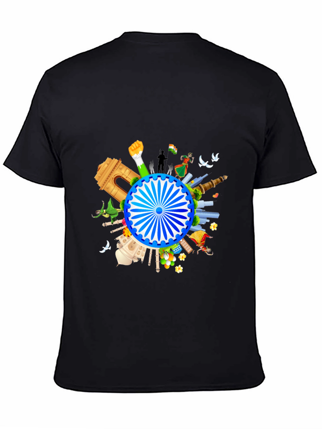 India Graphic Print Mens Black T-shirt