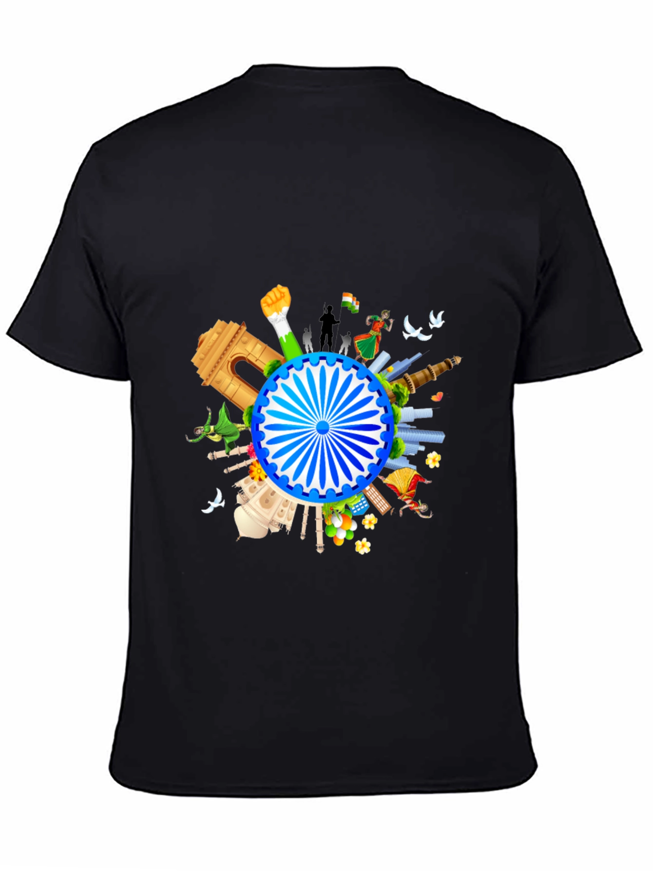 India Graphic Print Mens Black T-shirt