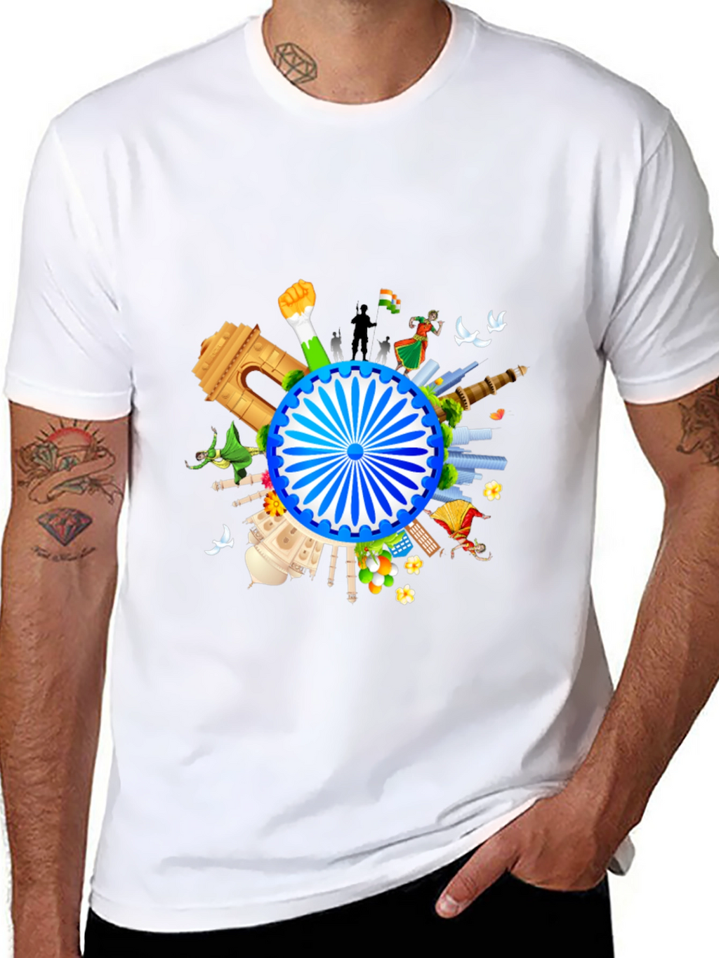 India Graphic Print Mens Black T-shirt