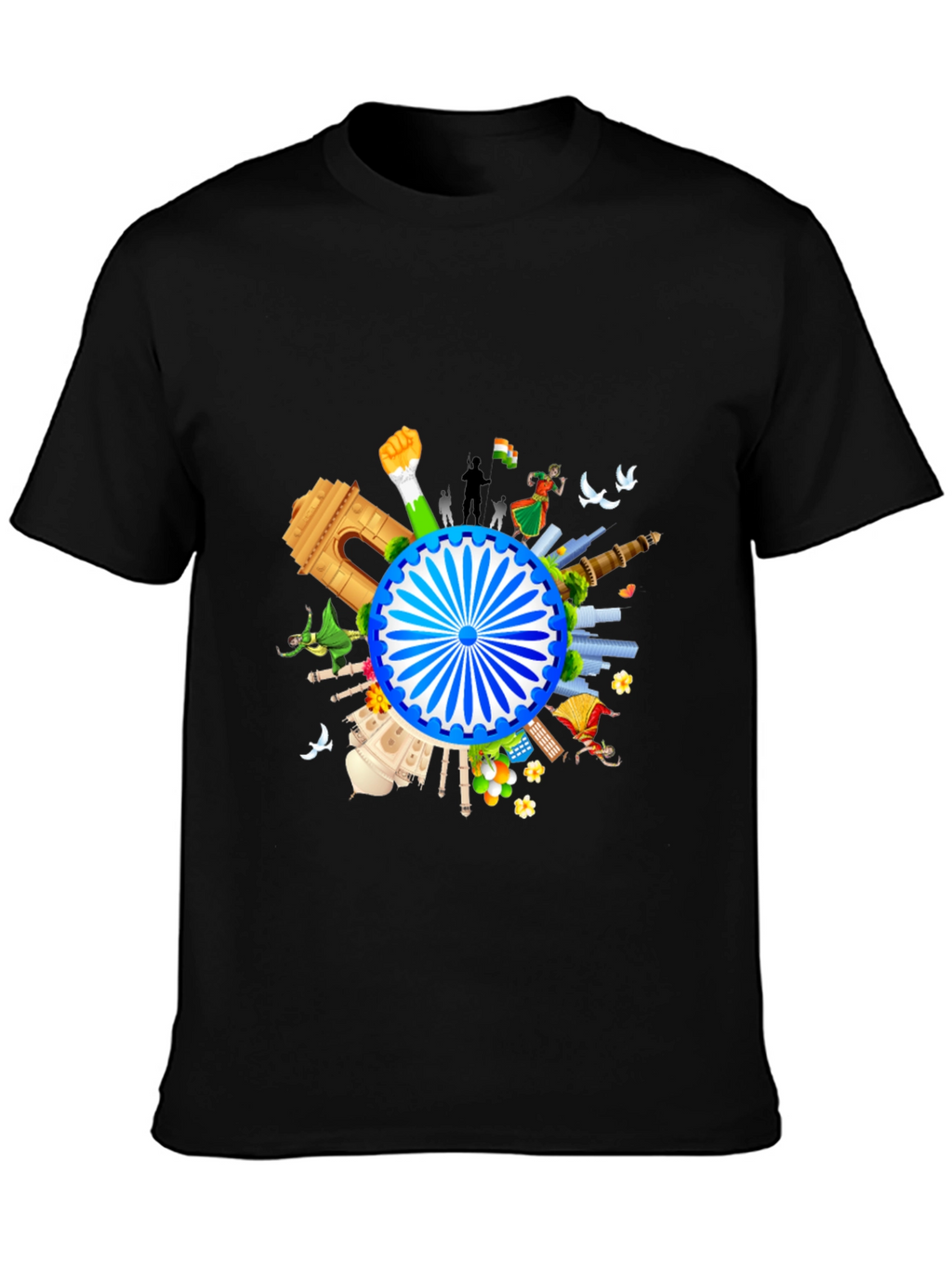 India Graphic Print Mens Black T-shirt