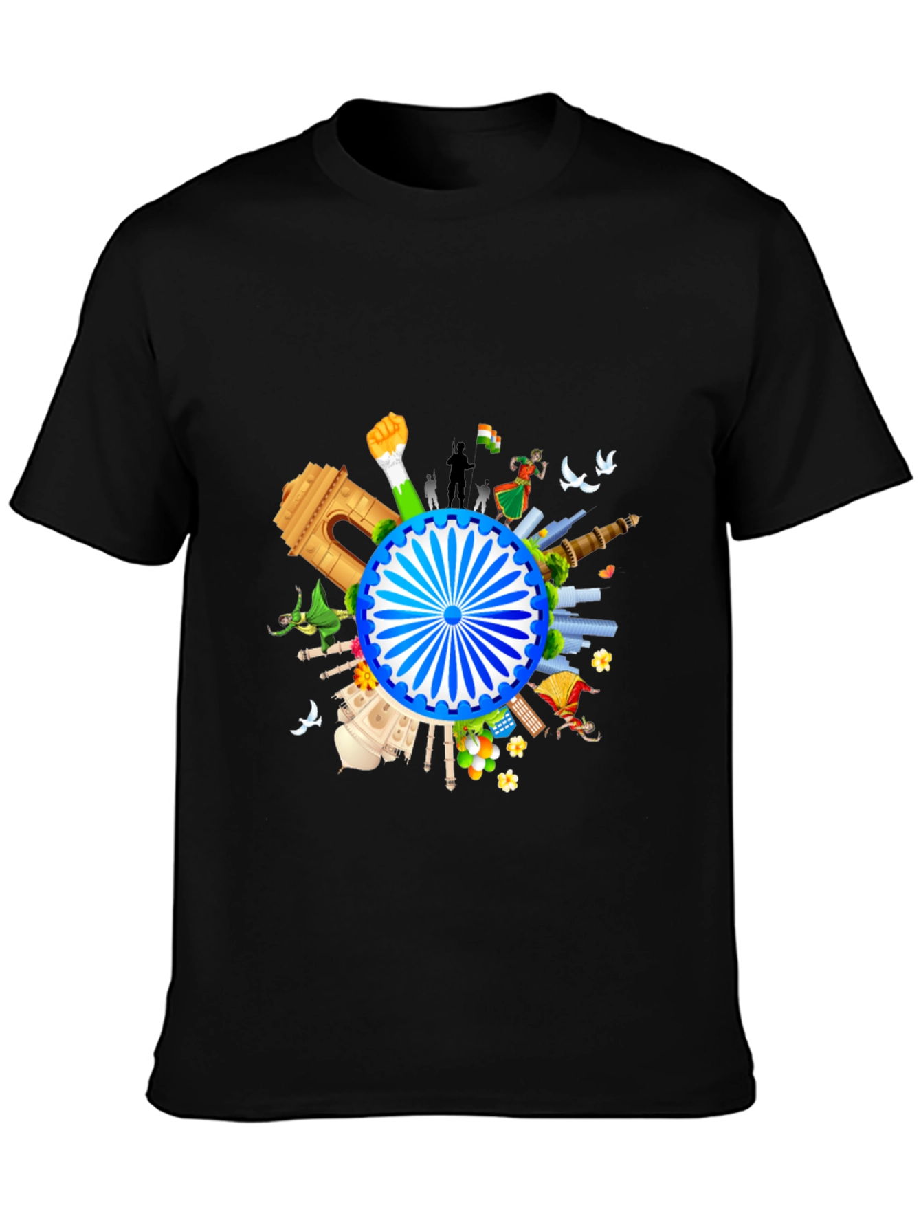India Graphic Print Mens Black T-shirt