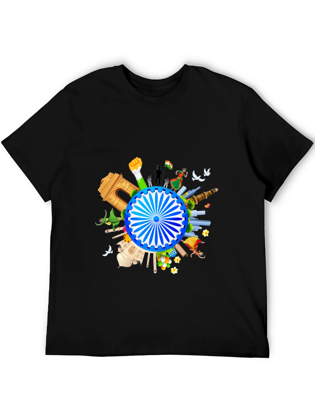 India Graphic Print Mens Black T-shirt