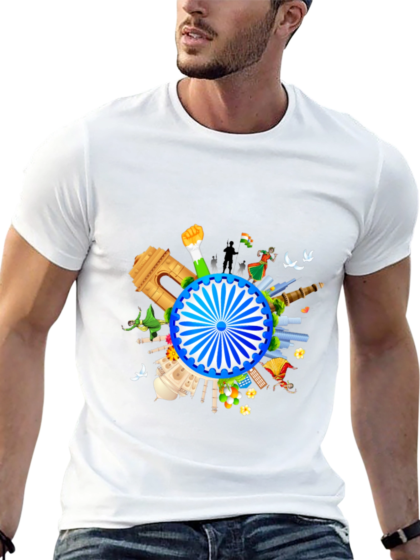 India Graphic Print Mens Black T-shirt