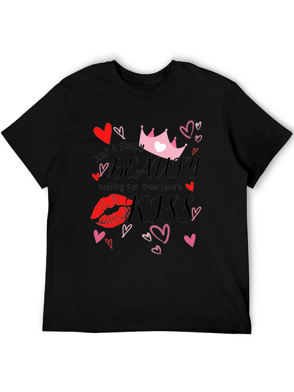 Sleepy Beauty Kiss Graphic Tee - Black
