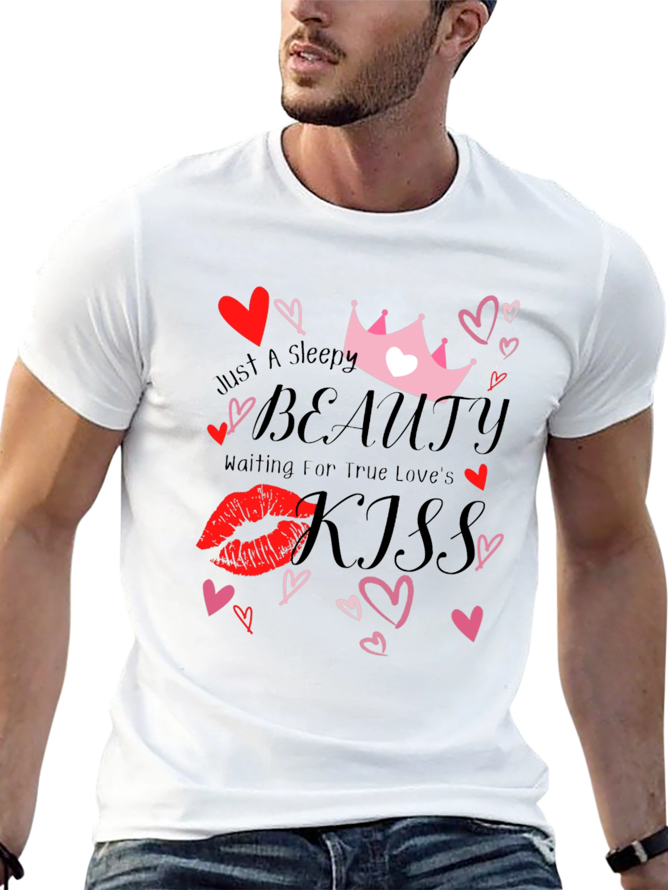 Sleepy Beauty Kiss Graphic Tee - Black