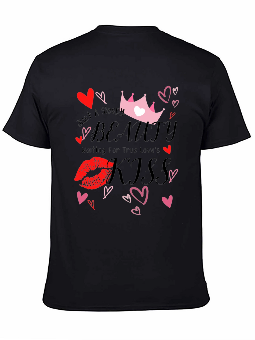 Sleepy Beauty Kiss Graphic Tee - Black