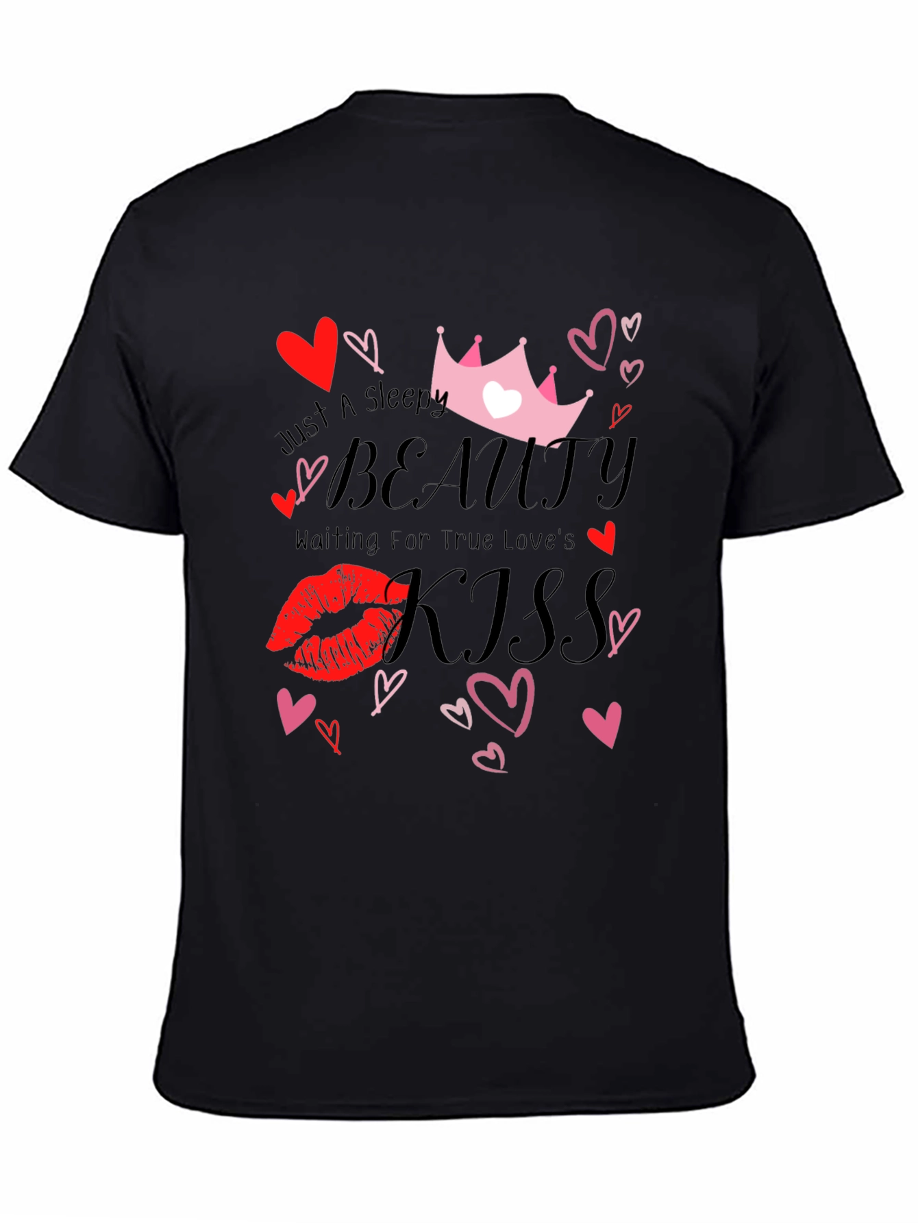 Sleepy Beauty Kiss Graphic Tee - Black