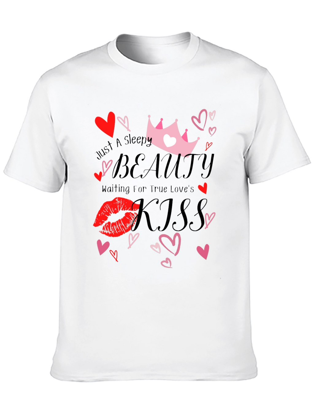 Sleepy Beauty Kiss Graphic Tee - Black