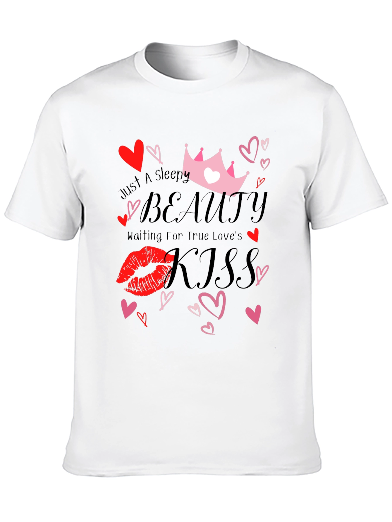 Sleepy Beauty Kiss Graphic Tee - Black