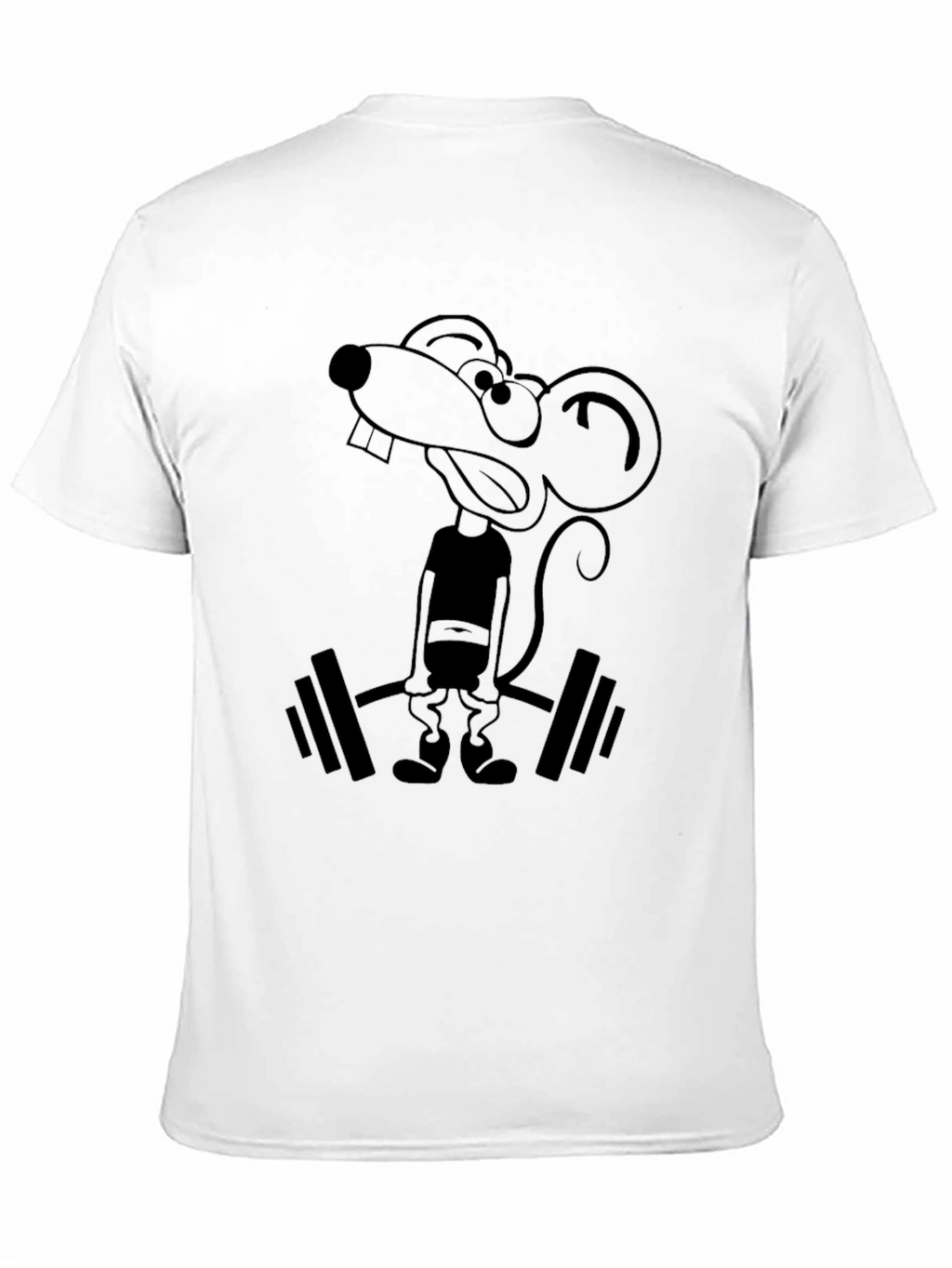 Funny Mouse Lifting Weights Graphic Tee - Black