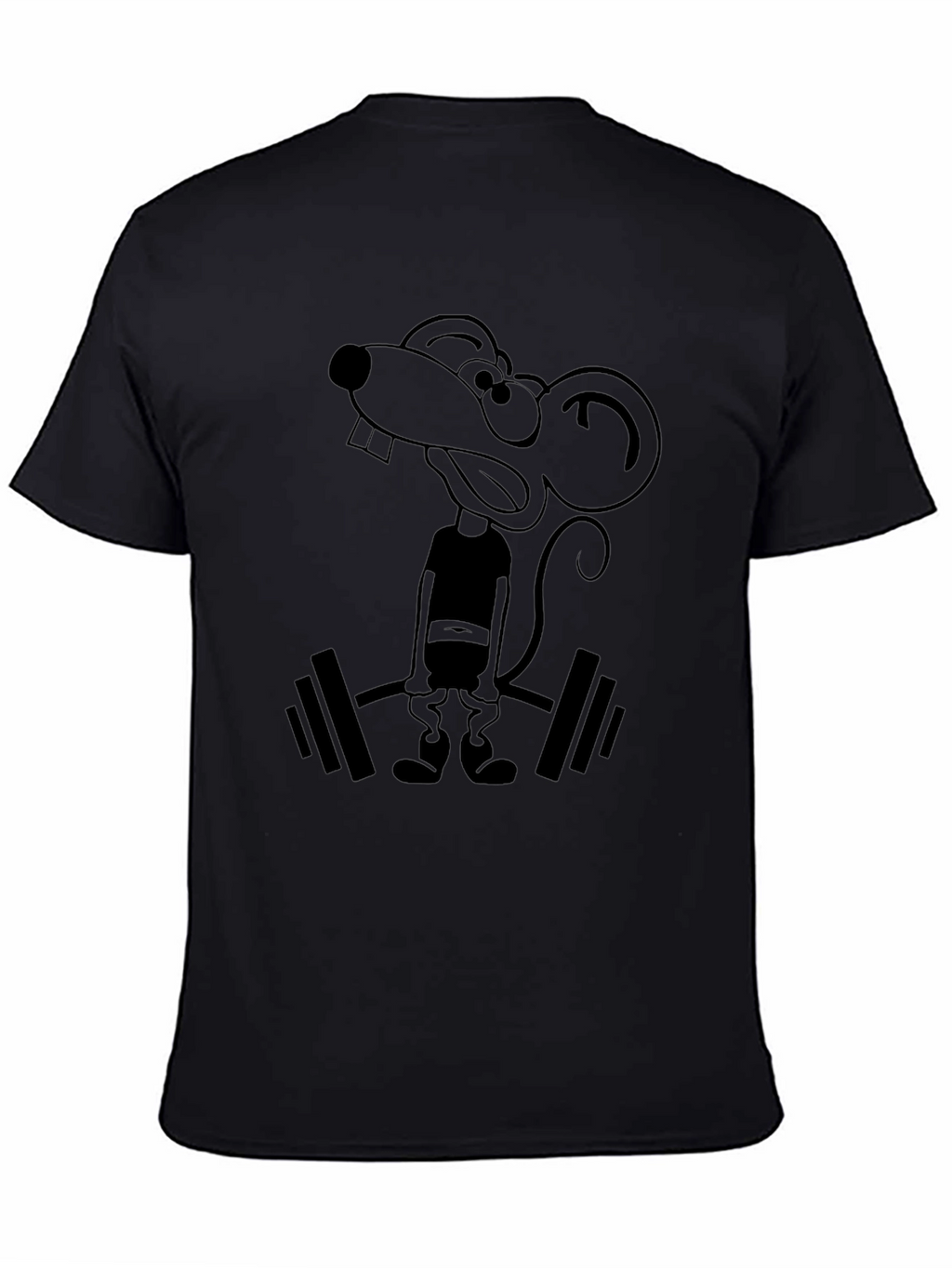 Funny Mouse Lifting Weights Graphic Tee - Black