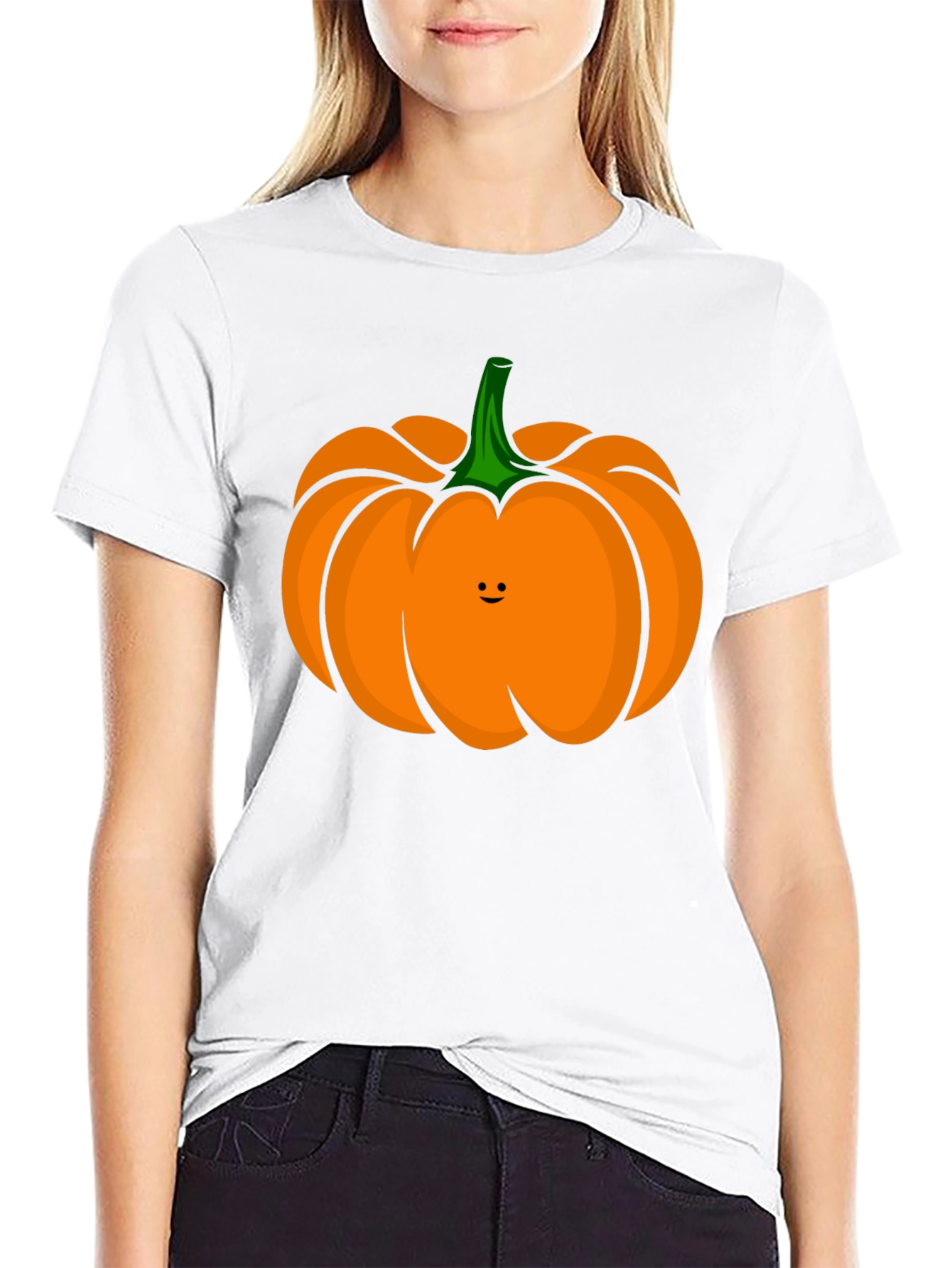 Cute Pumpkin Face Black T-Shirt