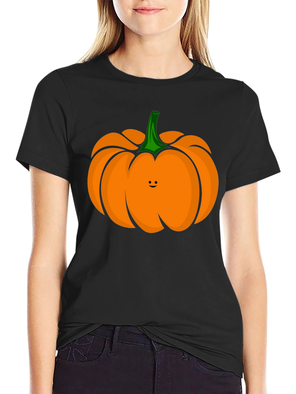 Cute Pumpkin Face Black T-Shirt