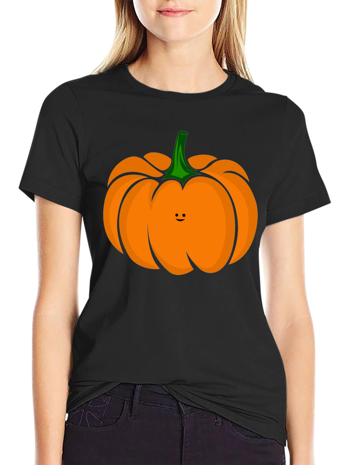 Cute Pumpkin Face Black T-Shirt
