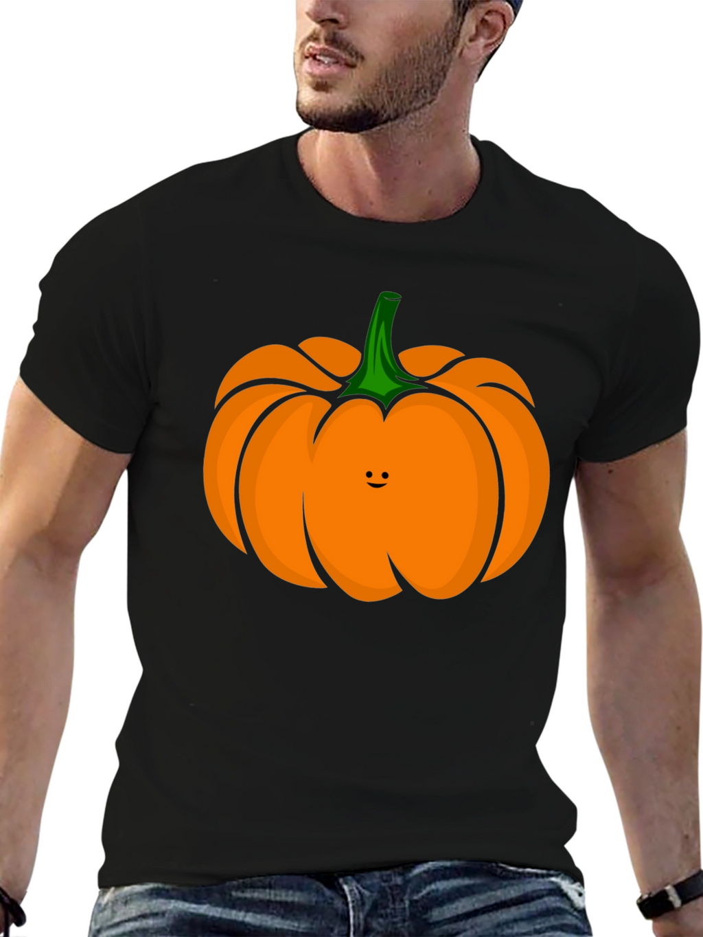 Cute Pumpkin Face Black T-Shirt