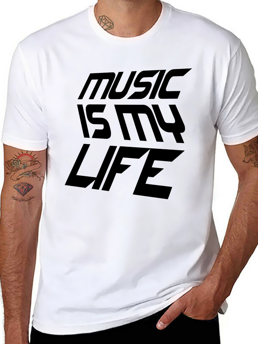 Music is My Life Graphic Tee - Black