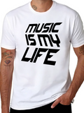 Music is My Life Graphic Tee - Black
