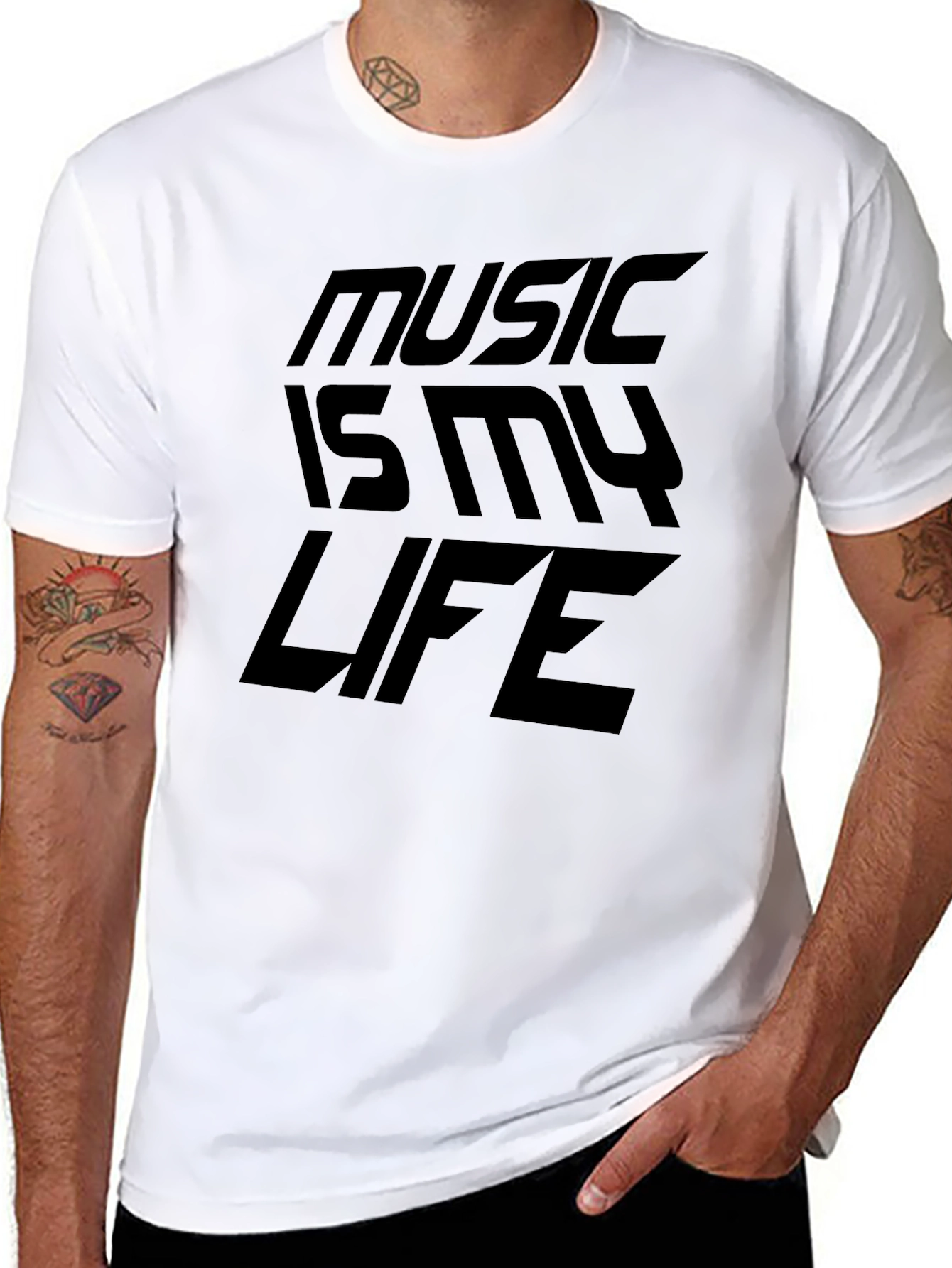 Music is My Life Graphic Tee - Black