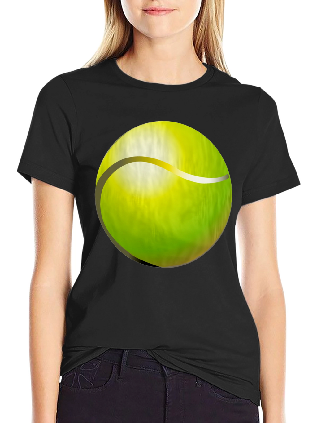 Tennis Ball Graphic T-Shirt - Black Cotton Tee