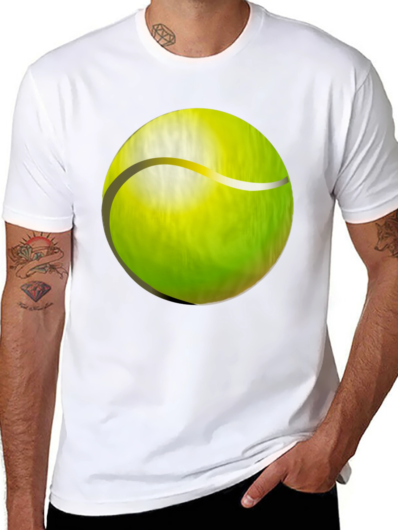 Tennis Ball Graphic T-Shirt - Black Cotton Tee