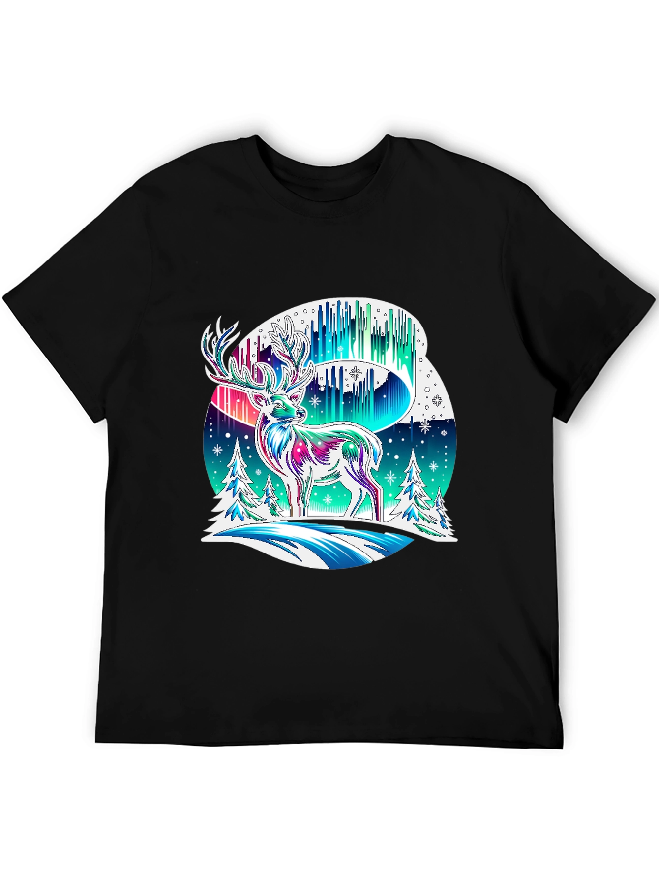 Northern Lights Deer Graphic Tee