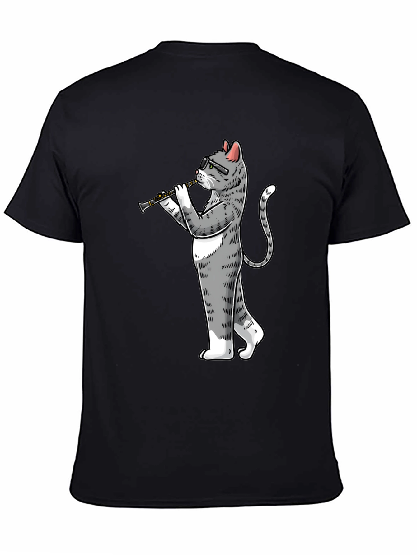 Cat Clarinet Player Graphic Tee