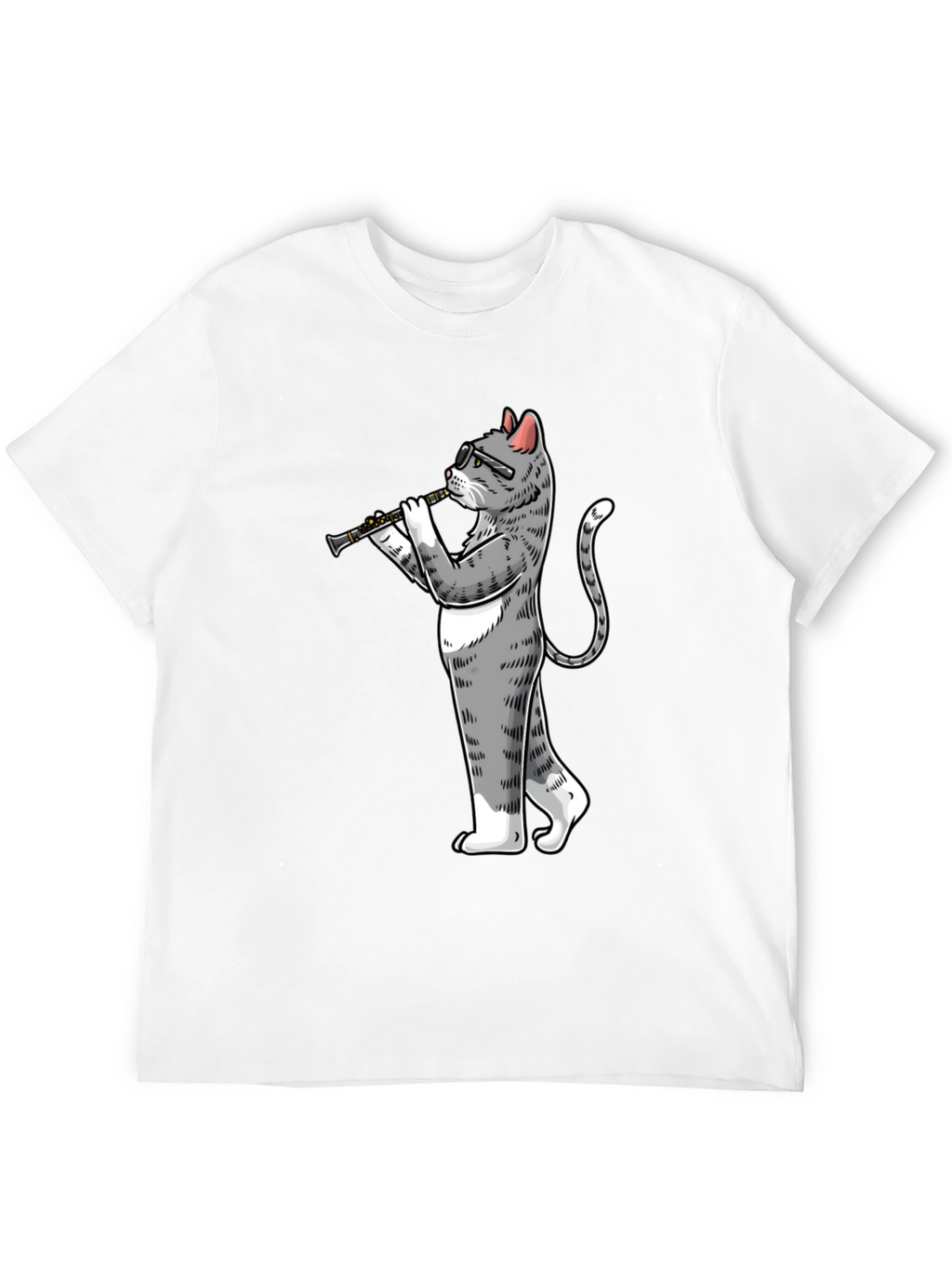 Cat Clarinet Player Graphic Tee