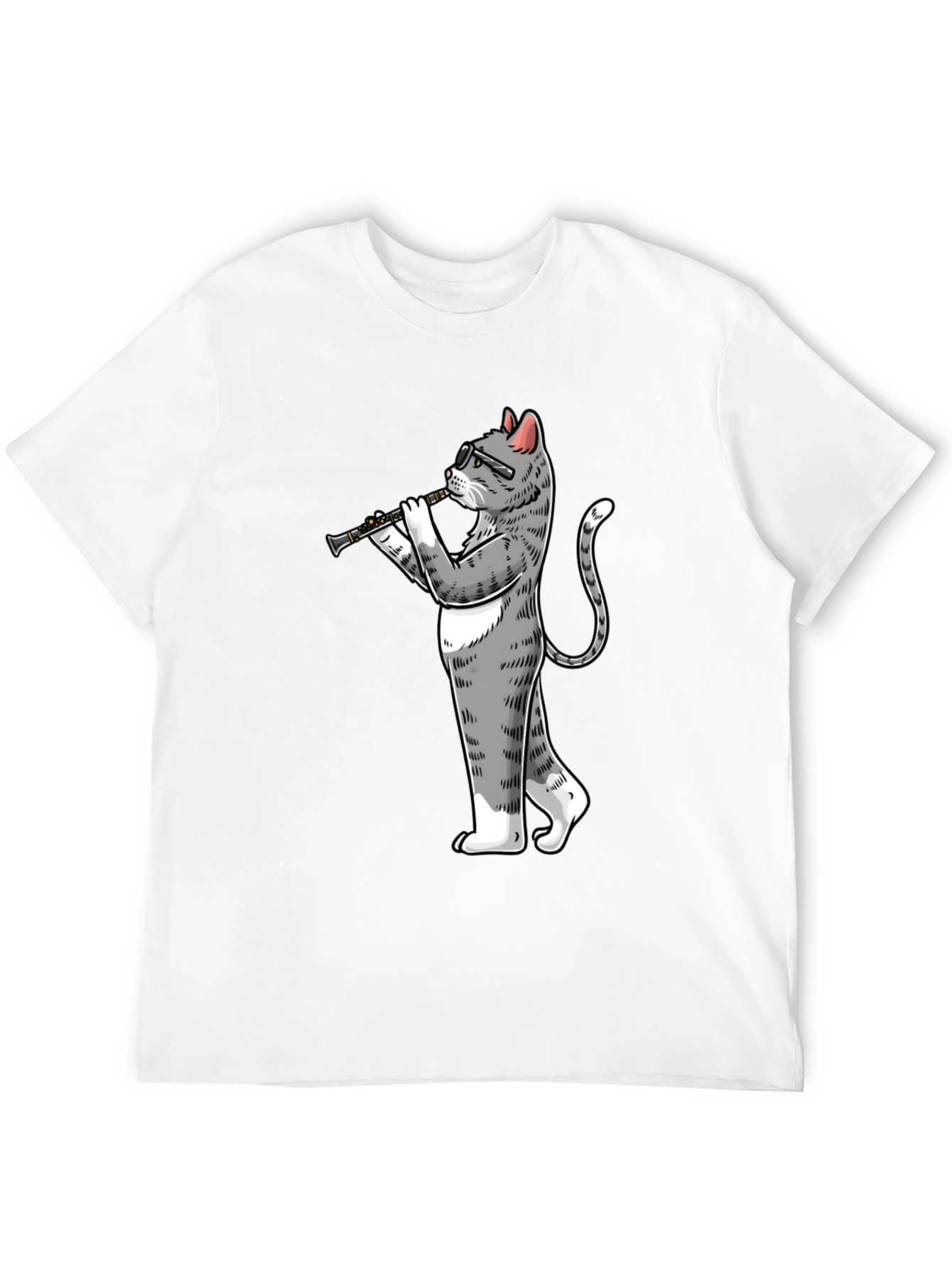 Cat Clarinet Player Graphic Tee