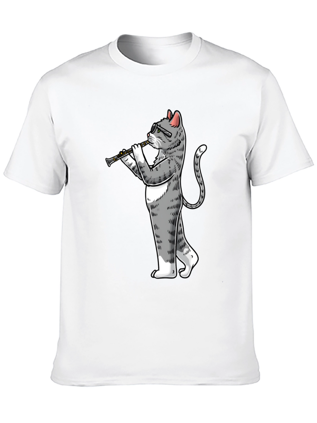 Cat Clarinet Player Graphic Tee