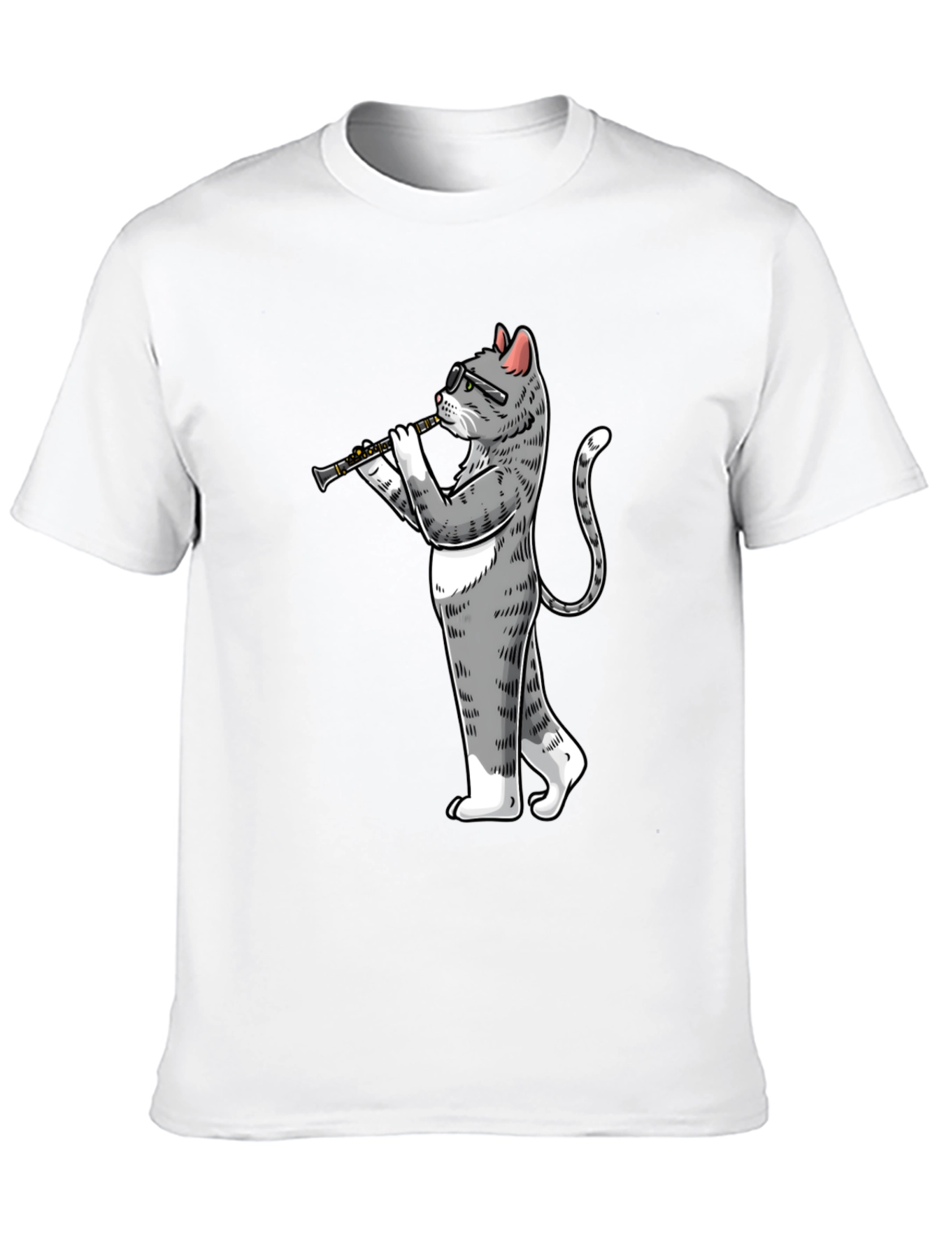 Cat Clarinet Player Graphic Tee