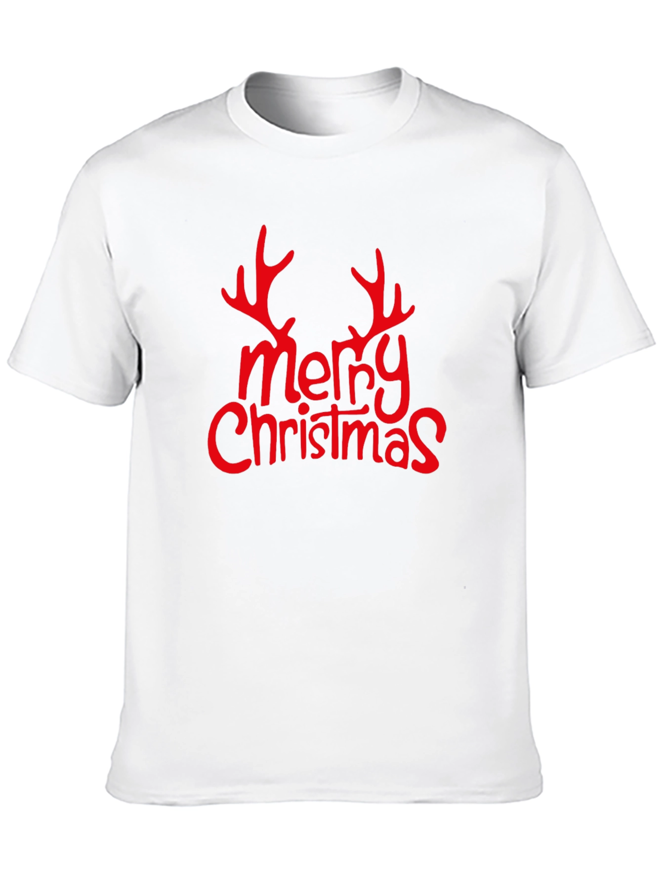 Merry Christmas Reindeer Antler Graphic Tee