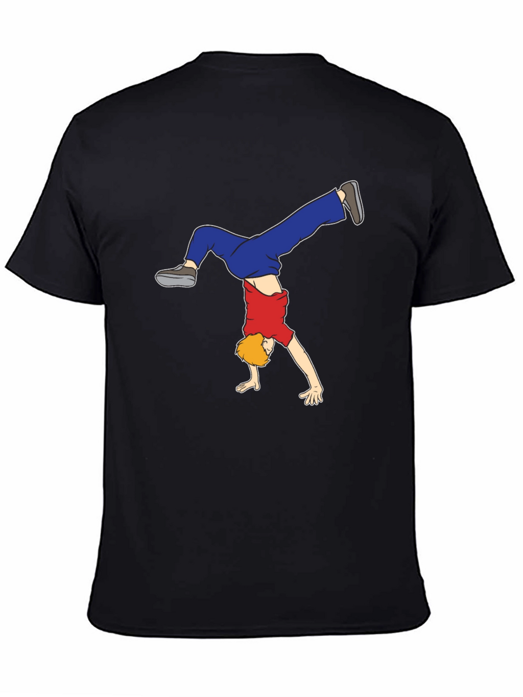 Cartoon Handstand Graphic Black T-Shirt
