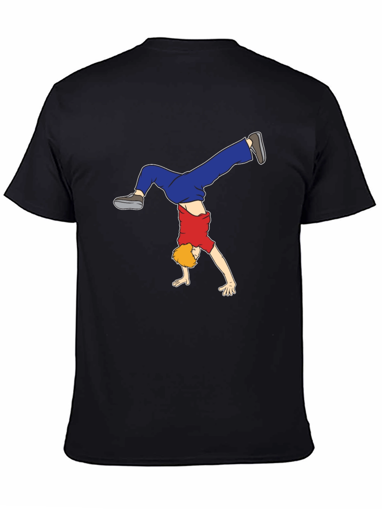 Cartoon Handstand Graphic Black T-Shirt