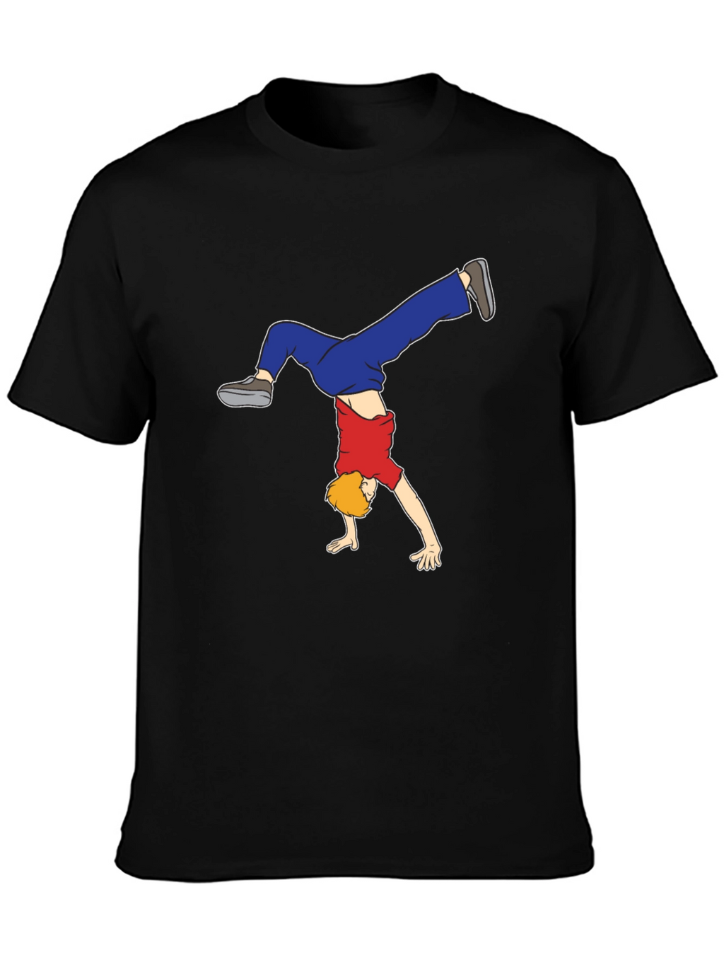 Cartoon Handstand Graphic Black T-Shirt