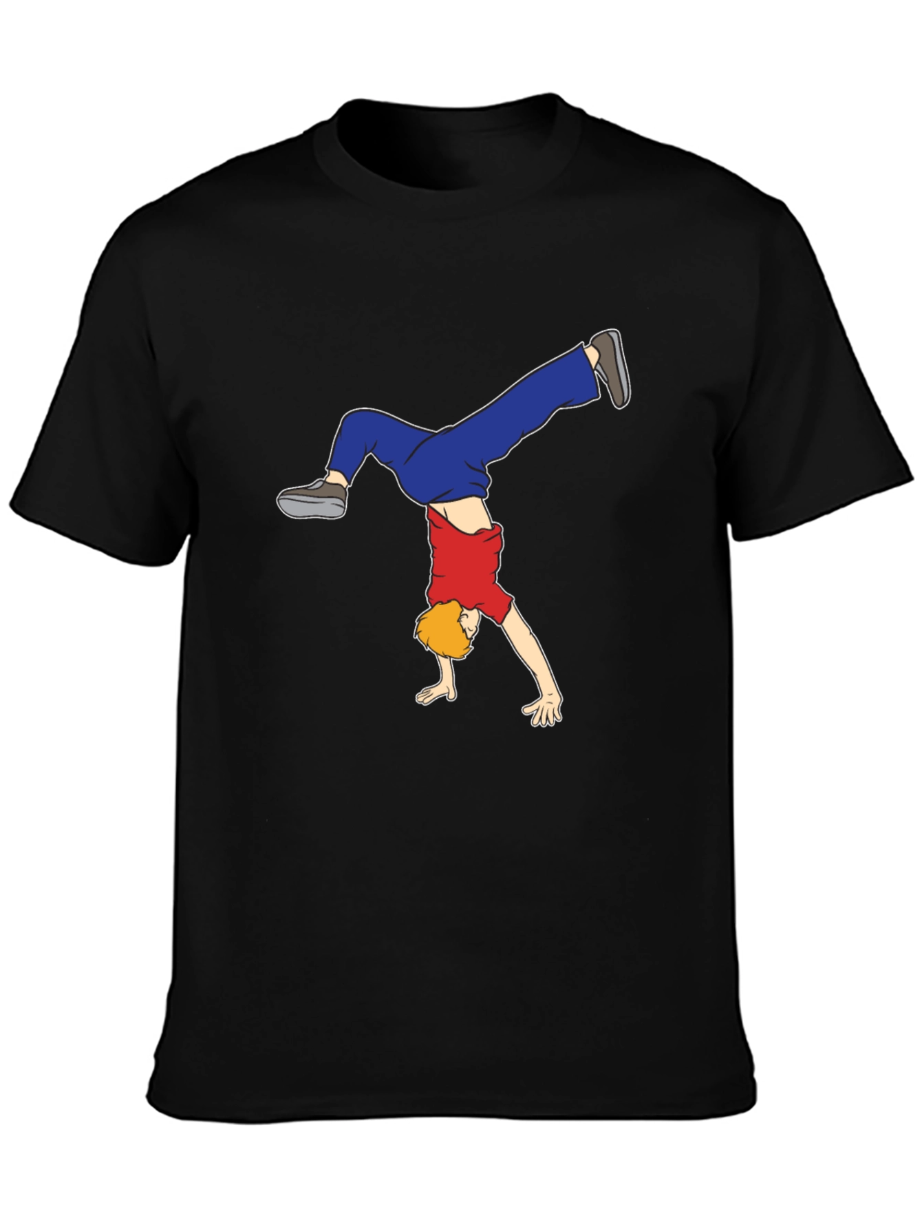 Cartoon Handstand Graphic Black T-Shirt