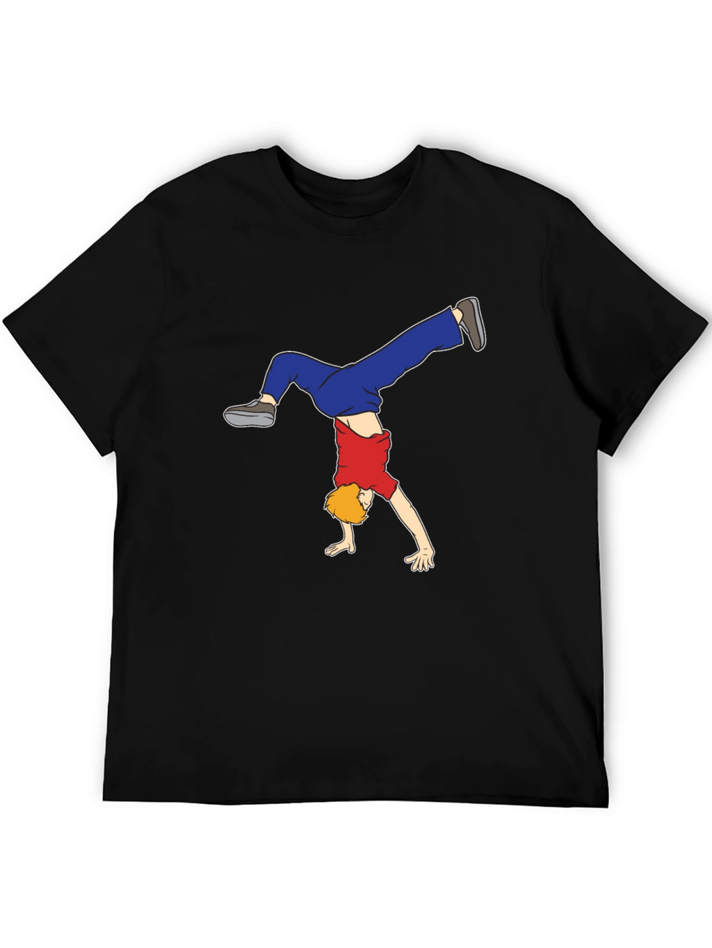 Cartoon Handstand Graphic Black T-Shirt
