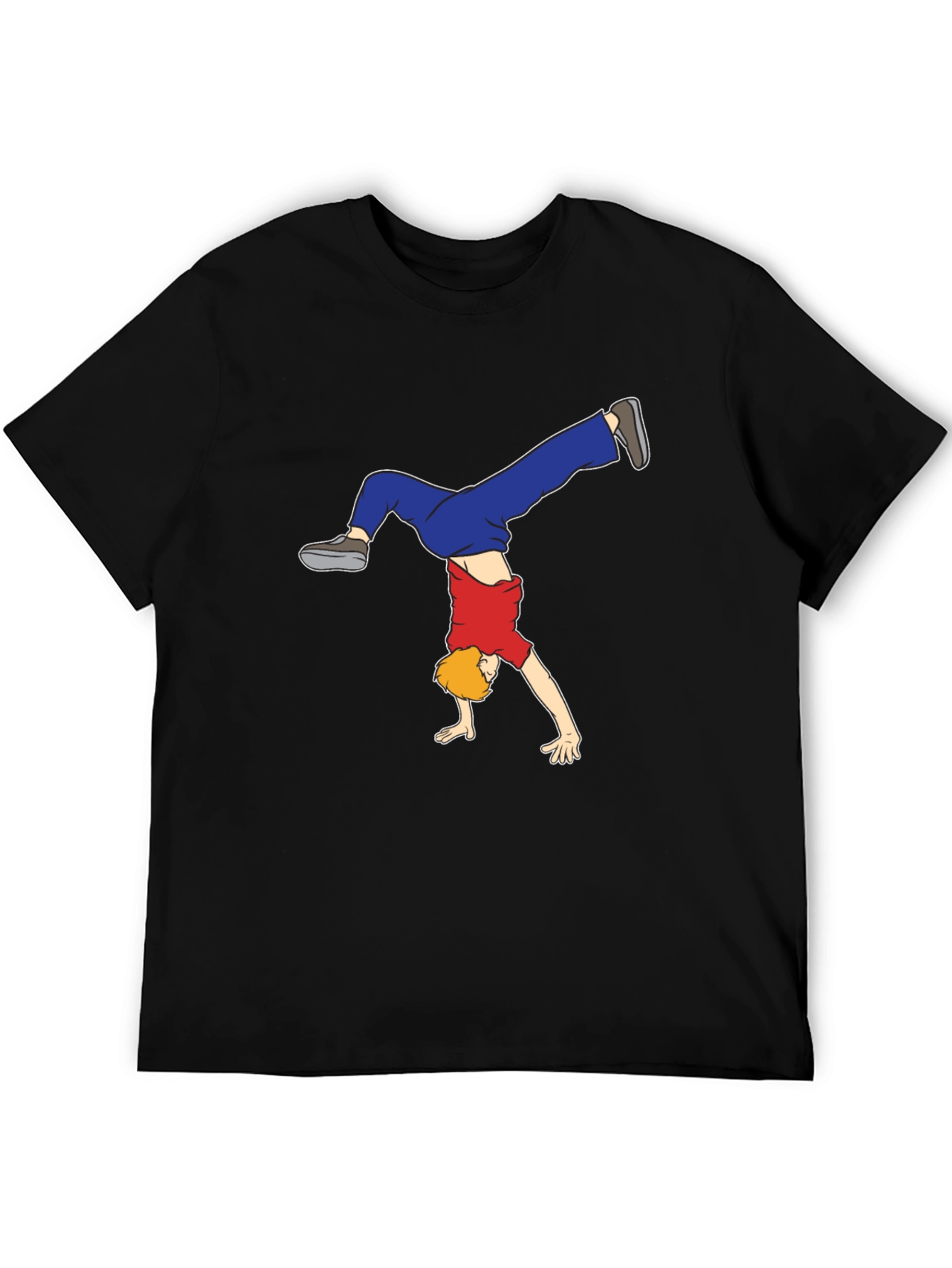 Cartoon Handstand Graphic Black T-Shirt
