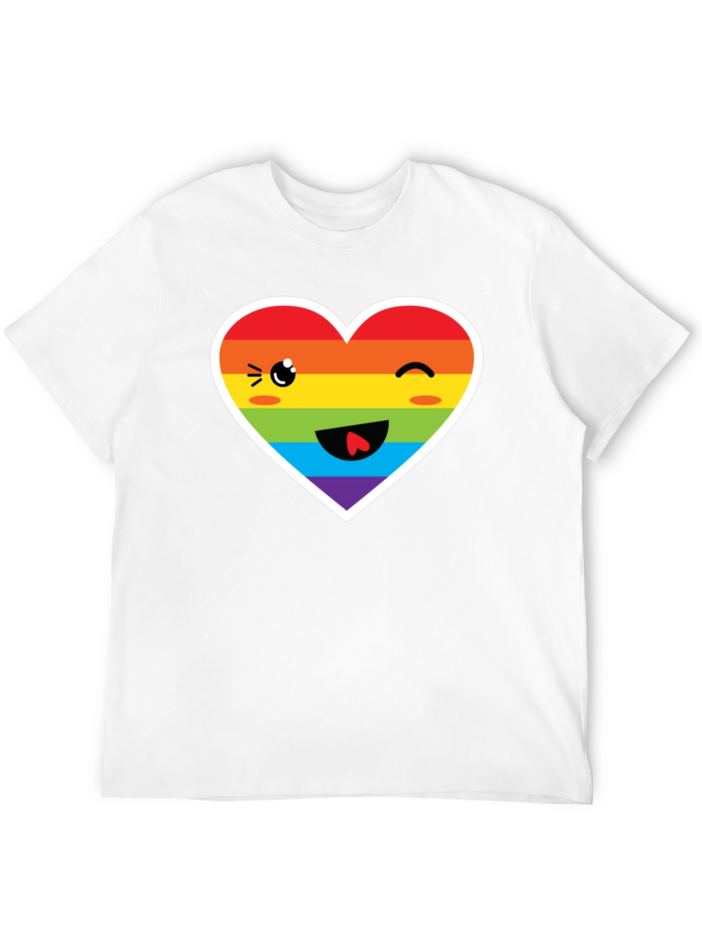 Rainbow Heart Face Black T-Shirt