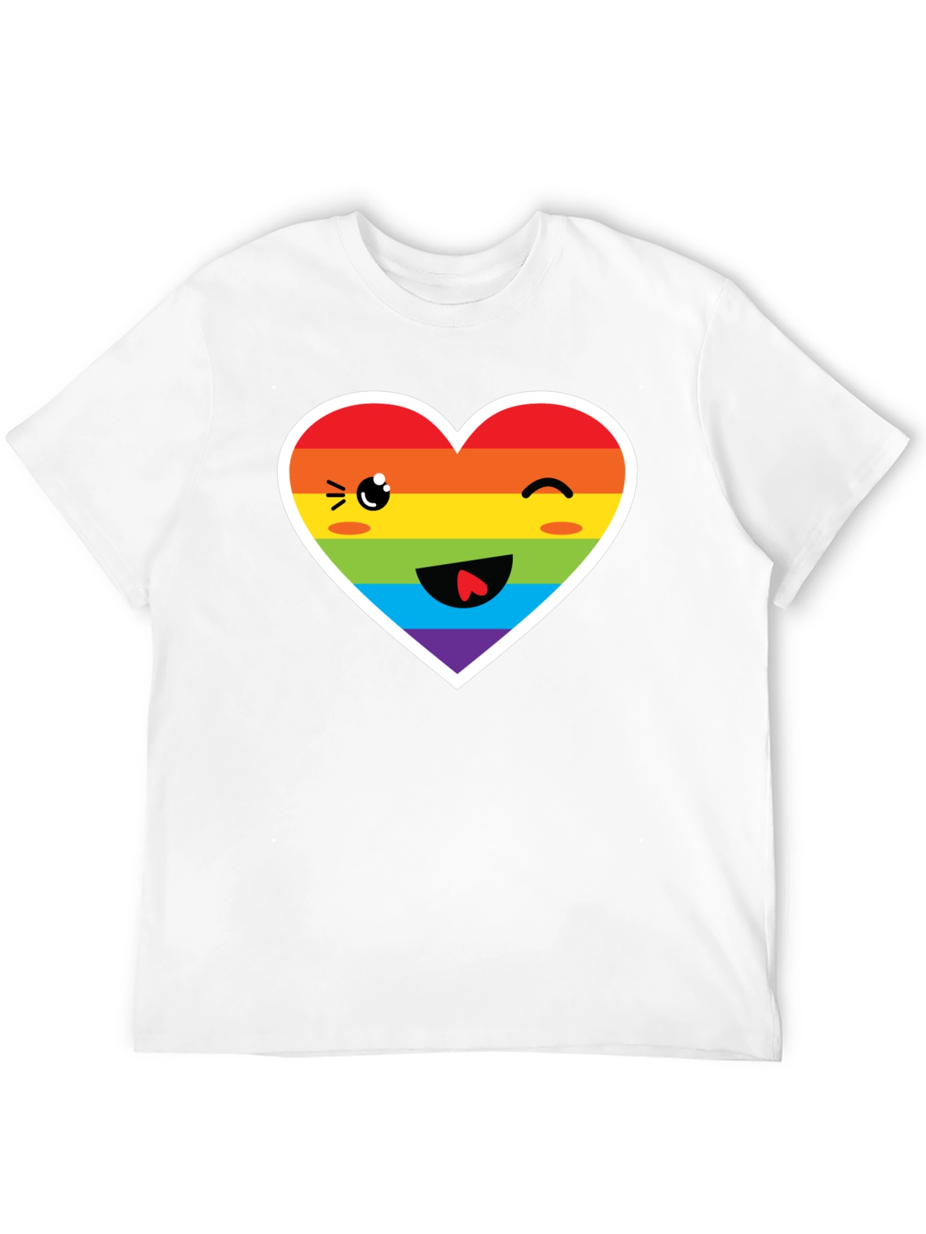 Rainbow Heart Face Black T-Shirt