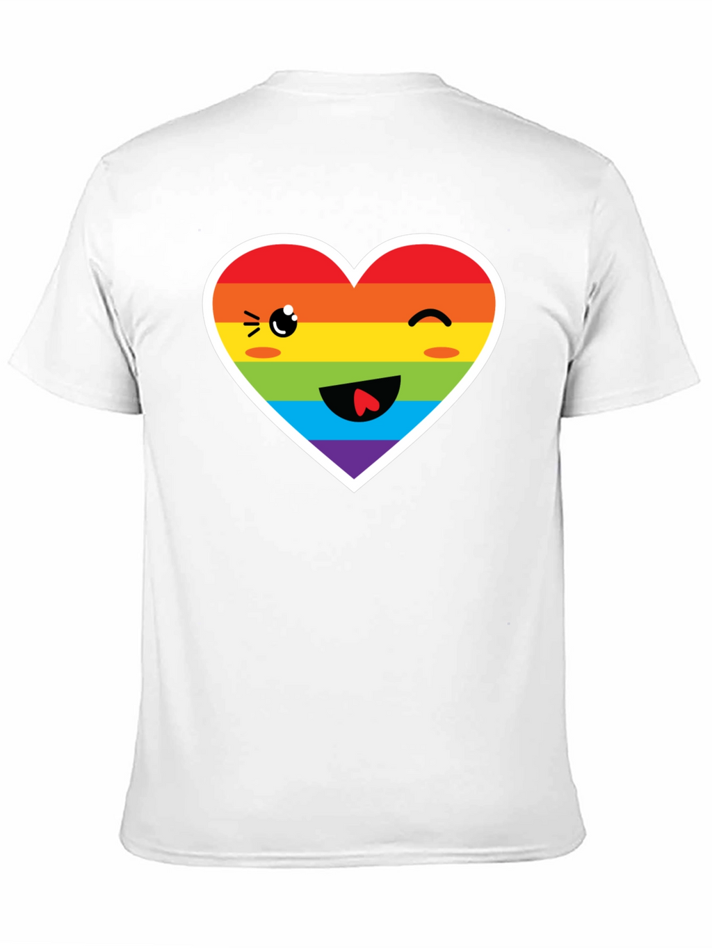 Rainbow Heart Face Black T-Shirt
